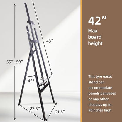Falling in Art Adjustable Wooden Easel Stand for Painting&Display, Black | Folding Art Easel for Display, Drawing, Wedding Sign and Poster, Suitable for Kids and Adults, Holds Up to 42" - style: Black -1 Pack