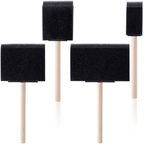 HINZIC 4 Pcs 4 Sizes Foam Paint Brushes, 1inch 2inch 3inch 4inch, Black - color: Black-1",2",3",4",4pcs