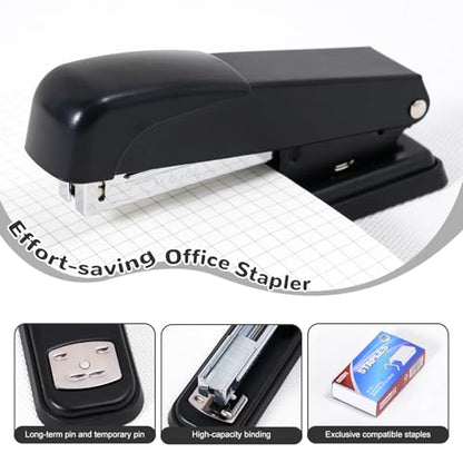 Gawsey Black Desk Organizers and Accessories with Desk Organizer 360° Rotating Pen Holder and Office Supplies, Cute Stationery Supplies Set - color: A Black