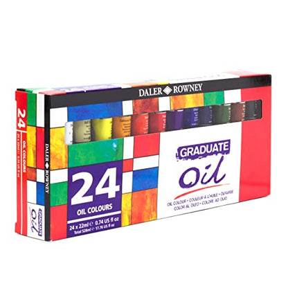 Daler Rowney Graduate 22ml Oil Paint Set, 24 Assorted Colours, High Lightfastness, For Student Artists & Hobbyists - size: 17.85 Fl Oz (Pack of 1)