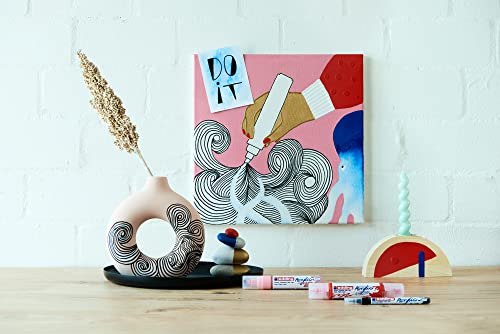 edding 5400 Acrylic 3D Double Liner - Pink - 1 Acrylic Colour Tube - 2 nozzles 2-3,5-10mm - Acrylic Paints for Canvas, Painting Boards and Wood - Waterproof acrylics in Artist-Quality Colours - color: Telemagenta Mat