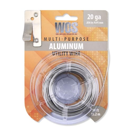 WCS Wire Aluminum Utility Wire 20 Gauge | Lightweight Corrosion Resistant | Craft Garden Support & Bundling | .036 in Diameter 50 ft Dispenser - size: 20 Gauge / 0.036 in / 50 ft