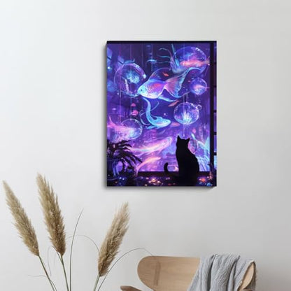 Muzagroo Art Diamond Paintings Kits for Adults Round Full Drill 5D Diamond Art Kits for Beginners Animals Diamond Art Paintings Gem Paintings Diamond Dot Kit 30x40cm(Fish Dream) - color: Fish dream
