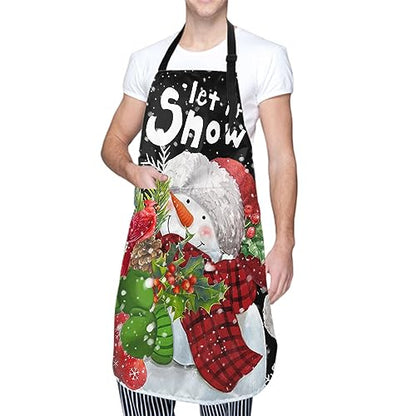 Imiss Waterproof Stain-Resistant Cooking Chef Aprons for Grill BBQ Baking 27 X 31 Inch - color: Let It Snow