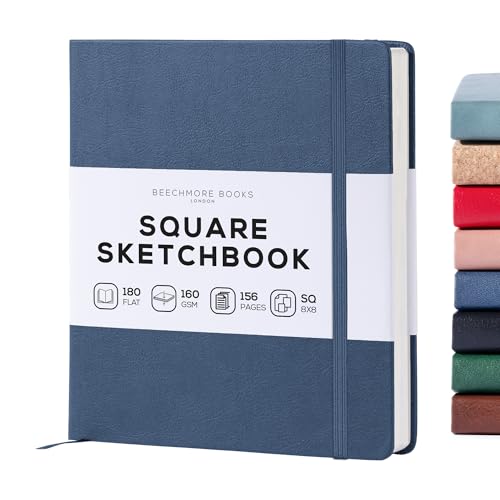 Beechmore Books 8x8 Square Mixed Media Sketchbook 160 GSM/98lb, Gift Box - color: Symphony Blue, size: Square - 8" x 8"