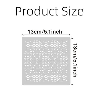 32 PCS Sashiko Stencil Kit, 5.1 x 5.1 Inch Plastic Geometric Sashiko Pattern Template Drawing Line Embroidery Pattern for Sewing Hand Quilting and Embroidery - size: 32PCS 5.1 x 5.1 Inch