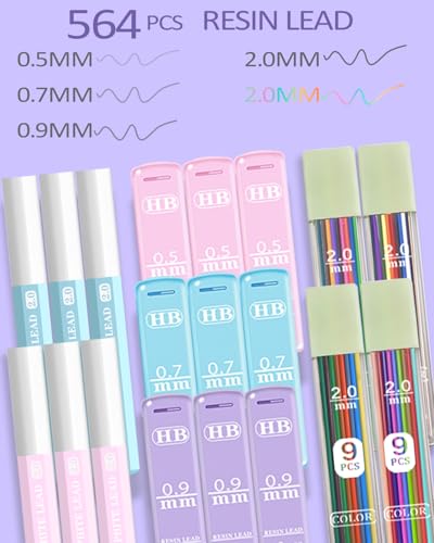 JIZHIYUAN 39X Mechanical Pencil Set with 600 Lead Refills Green Pencil Case | 0.5-2.0mm Mechanical Pencils, Aesthetic Office Supplies Stationary Set Come with Pencil Case for Teacher Office Coworker - color: Green