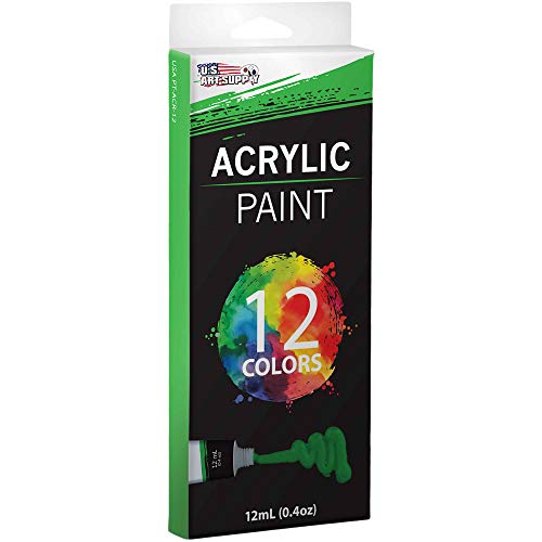 U.S. Art Supply Professional 12 Color Set of Acrylic Paint in 12ml Tubes - size: 12 Count (Pack of 1)