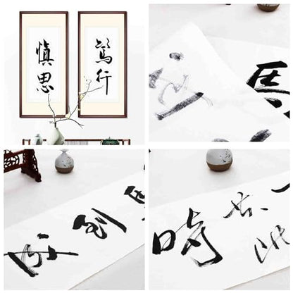 KYMY Chinese/Japanese Calligraphy Paper 100PCS, Sumi/Rice Paper for Writing Painting Drawing, Chinese Brush Ink Xuan Paper, Half Sheng Shu (Half Raw Ripe) Xuan (50 x 100 cm (19.68 x 39.37 inch)) - size: Half Sheng Shu(Raw Ripe)-50 x100cm(19.7x39.4in)