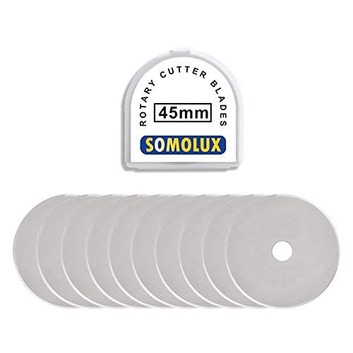 SOMOLUX 45mm Rotary Cutter and Trimmer Refill Blades for Fiskars Replace Blades for Quilting Scrapbooking Sewing Sharp and Durable 10PCS - color: 10pcs 45mm for Fiskars