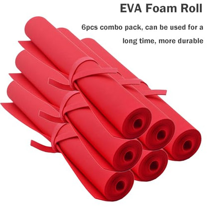 EVA Foam Roll | High Density 85kg/m3 | 2mm Thick | 48"x14" | Ideal for Cosplay, Crafts, DIY Projects (Red 6pcs) - color: Red 6pcs