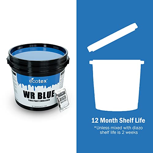 Ecotex® WR Blue Water Resistant Emulsion - Screen Printing Emulsion, 1 Pt | Diazo Included, Highly Water Resistant And Durable - Compatible With Water Based Screen Printing Ink, Made In The USA - Pt - size: 16 fl oz
