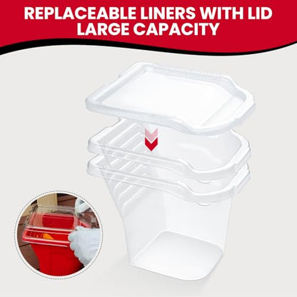 Mister Rui Handheld Paint Bucket and 4 Inch Roller Kit, 12 Piece | Handheld cup with magnetic holder & no-drip edge. Includes 4" foam roller, 2" brush, 2 liners. For corners & detail work - size: 4 Inch 12Pack