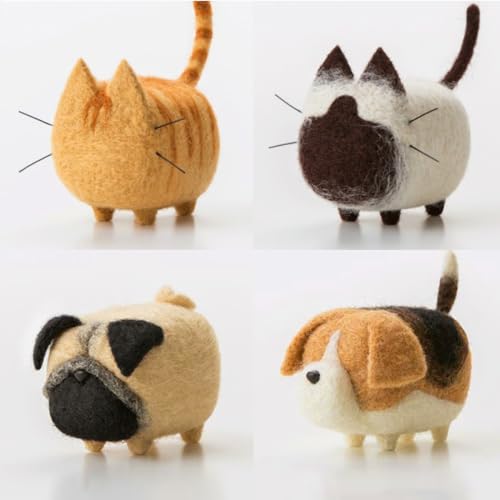 Truslin Needle Felting Kit, 4 Pcs Doll Making Needle Felting Starter Kit | with Instruction, Wool Felting Mat and Tools for DIY Craft Animal Home Decoration, Adult Craft Kits - color: 2# 4pcs
