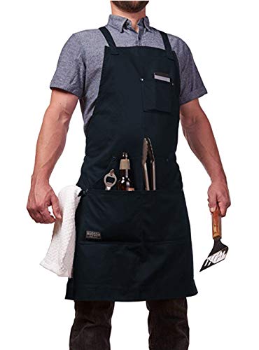 Hudson Durable Goods - Professional Grade Chef Apron for Kitchen, BBQ & Grill - color: Navy