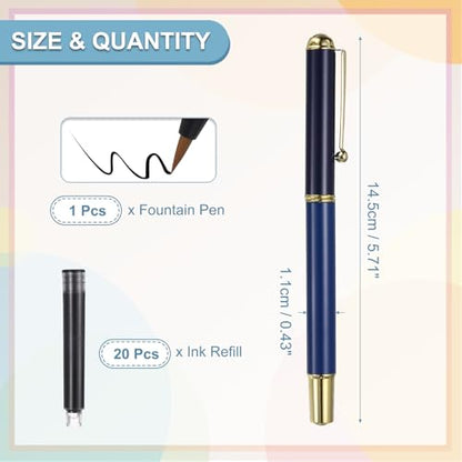 PATIKIL Calligraphy Brush Pens Refillable Brush Pen Set Chinese Hand Blue | Writing Marker Kits, with Fountain Black Ink Metal Clip, for Lettering Journaling Art Drawing - color: Blue