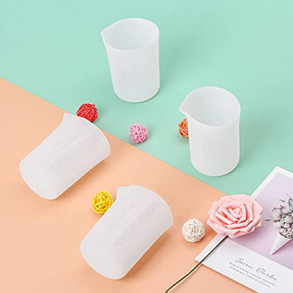 Gartful 250ml Silicone Measuring Cups, 4 PCS Large Nonstick Reusable Silicone Mixing Cups Durable Easy Clean for Epoxy Resin, Casting Molds, Stain Jewelry Making, Waxing, DIY, Art, Craft - size: Large-250ml*4