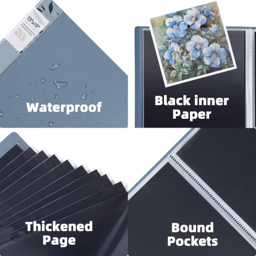 11x14 Blue Art Portfolio Folder Displaying 48 Pages with Plastic Sleeves - color: Blue, size: 11*14