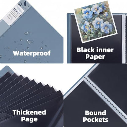 11x14 Blue Art Portfolio Folder Displaying 48 Pages with Plastic Sleeves - color: Blue, size: 11*14