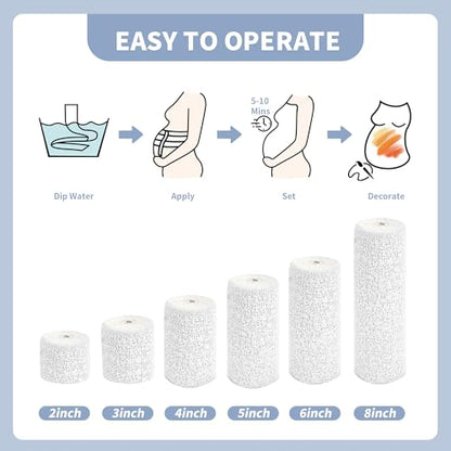 12 Rolls Plaster Strips Plaster Gauze Bandages Blank Cloth Wrap Rolls for DIY Hobby Crafts, Belly Cast, Body Molds, Mask Making, Scenery Art (3 x 106 Inches)