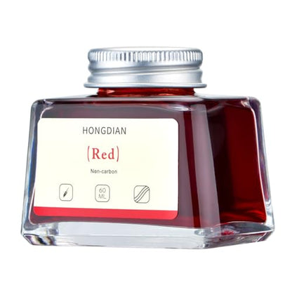 Hongdian Fountain Pen Bottled Ink Red, 60ml Fountain Pen Bottled Ink, Non Carbon - color: Red