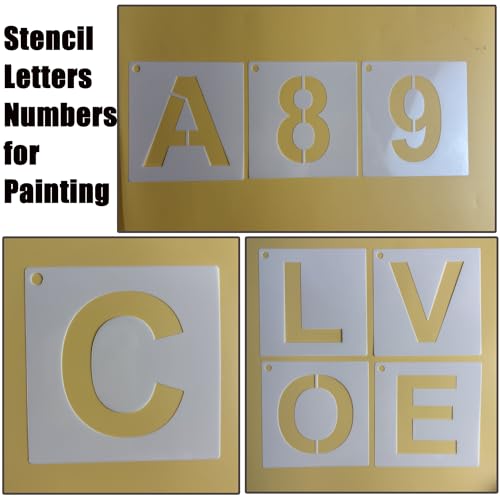 Letter and Number Stencils, 5 Inch, 36 Pieces Reusable Alphabet Templates for Wood, Wall, Fabric, DIY Projects