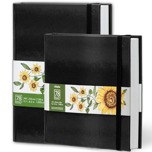 Ohuhu 2 Pack Marker Paper Pad Art Sketchbook for Drawing and Sketching - size: 8.3" x 8.3 " and 8.3" x 11.7"