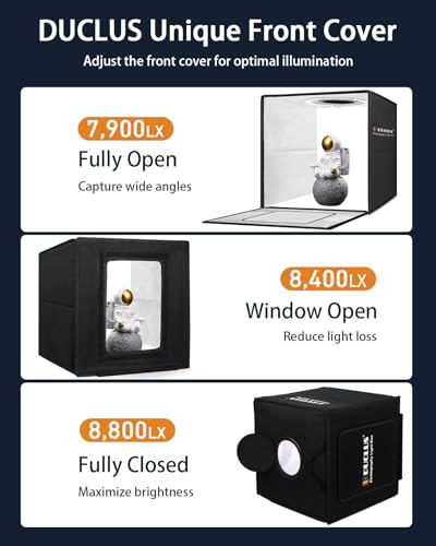Light Box Photography, 12"x12" Photo Booth Box with 120 LED Lights Dimmable & CRI＞95, Portable Lightbox with 8 Backdrops for Mini Product Photography: Jewelry, Cards, Watches - size: 12 inches