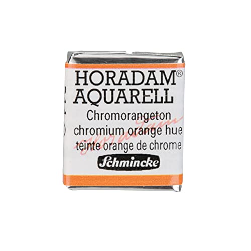 Schmincke - HORADAM® AQUARELL - Finest Artists' Watercolors, 214 Chromium Orange hue, 14 214 044, 1/2 pan - color: 214 chromium orange hue