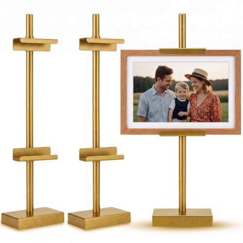 2 Pack Adjustable Tabletop Easel Stand Metal Picture Frame Stand Table Art Easels for Display Adjustable Picture Holder for Photo, Signs, Canvas(Gold,18 Inch) - color: Gold, size: 18 Inch