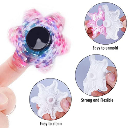 NiArt Fidget Spinner Silicone Resin Mold Kit, 4 Molds, 10 Bearings Set - size: 4 Molds (C) + 10 BLACK Bearings