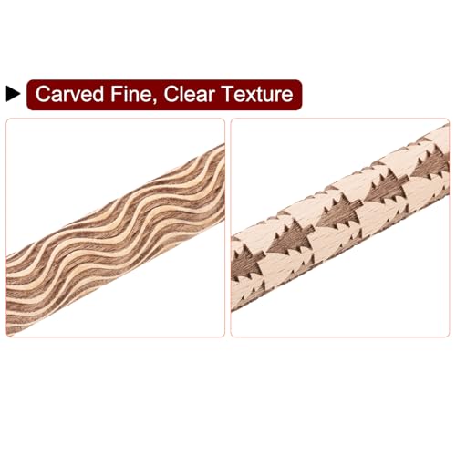 HARFINGTON 5pcs Wood Clay Roller 4"Grass Wood Pine Lines Grain Texture Pattern Rolling Pins Pottery Tools Rollers for Clay Baking Dough Playdough DIY - style: Grass + Pine Tree + Wood Grain + Straight Lines + Curves
