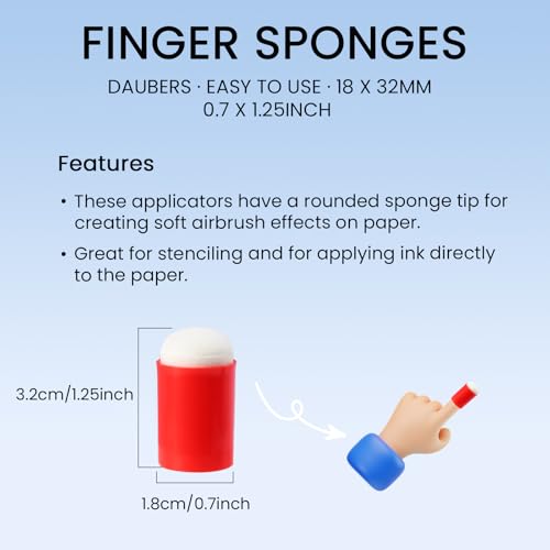 40 Pieces Sponge Daubers with Storage Case - Applicator for Stenciling, Sponging, and Detailed Effects - Fits Over The Finger and Makes Blending Accuracy Easier - color: Red