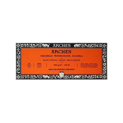 Arches Watercolor Paper Block, Rough, 3.9" x 9.8", 140 pound - size: 3.9"x9.8", style: Rough