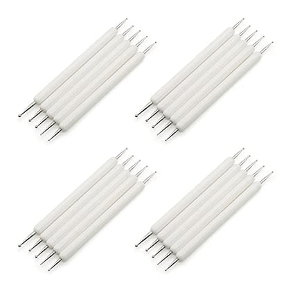 4 Set Embossing Stylus Double End Tracing Dotting Tool, 20 Pcs Ball Embossing Stylus Double End Tracing Dotting Tool for Pottery Clay Craft, Embossing Art (White) - color: White