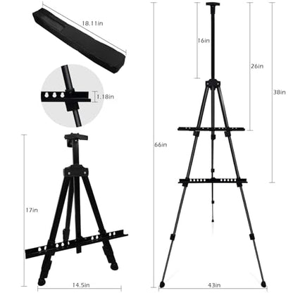 RRFTOK 17-66 Inch Adjustable Art Easel Stand for Painting and Sign, Black - style: 66S Black 1-pack