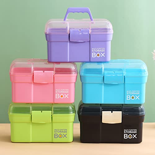 Kinsorcai 11'' Plastic Box Organizer with Removable Tray, Sewing Box Organizer (Purple) - color: Purple