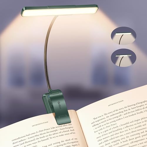 Gritin 2026 Gen 2 Book Light for Reading- 32 Eye Caring Full Spectrum LED - color: Forest Green