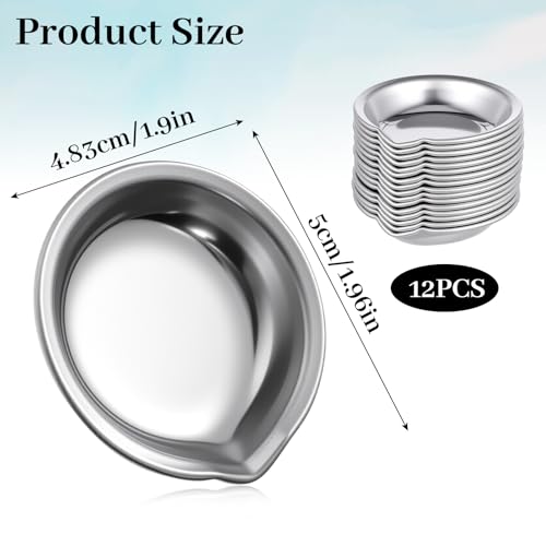 MBAIYO 18Pcs Small Round Paint Trays, Painting Color Palette Paint Mixing Cups 2-inch Stainless Steel Mini Watercolor with Mouth Palette for Modeling Mixing of Various Pigments