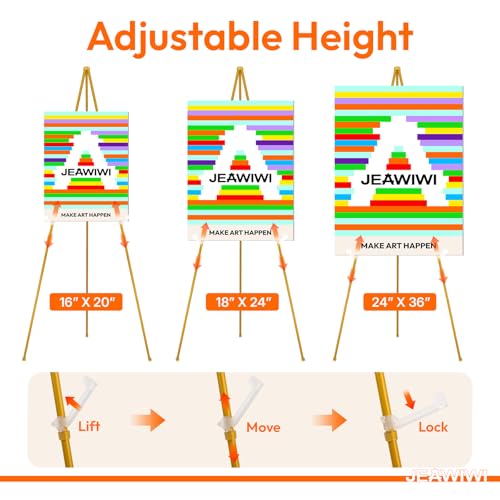JEAWIWI 2 Pcs Lightweight Easel Stand, 66 Inch, Gold, with Portable Bags - color: Gold, size: 2 PCS