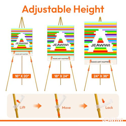 JEAWIWI 2 Pcs Lightweight Easel Stand, 66 Inch, Gold, with Portable Bags - color: Gold, size: 2 PCS