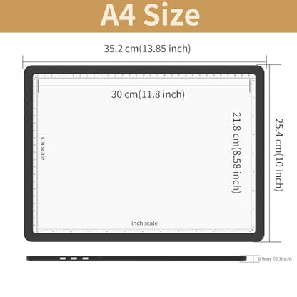YINGWOND Rechargeable A4 Light Box for Tracing,Ultra-Thin 9000LUX Super Bright Wireless Light Pad with Adjustable Brightness Color,13.9x10 in Light Board for Diamond Painting Drawing Sketching - style: Rechargeable A4 Black