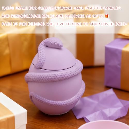 Snake Egg Resin Molds Silicone 3D Resin Jar Epoxy Molds with Lid | Silicone Jar Molds for Epoxy Resin Casting, DIY Craft, Concrete, Plaster, Candle Making, Candy Container, Jewelry Storage Box - color: Snake Egg Resin Molds