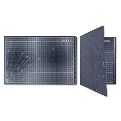 iMAT Flip Cutting Mat Note A1 Foldable Double-Sided Navy Blue | Inch grid front with cm dot back for dual-unit measuring. Large 24" x 36" workspace, ideal for crafts, sewing, and DIY - color: Navy Blue