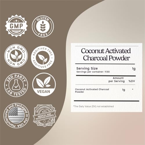 Zen Principle Coconut Activated Charcoal Powder. Whitens Teeth, Rejuvenates Skin and Hair, Supports Better Digestion. USA-Owned Producers, 2.5 lb - size: 40 Ounce (Pack of 1)