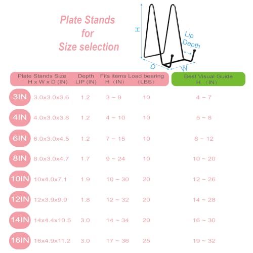 2PCS Iron Plate Stands for Display 14 Inch, Large Metal Heavy Duty Display | Solid Black Iron Table Top Easel Holder, Perfect for Large Plates, Platters, Picture Frames, Signs, and Posters - size: 2PCS 14IN