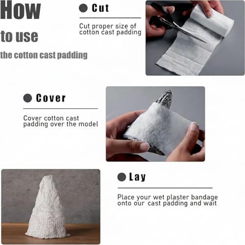 Nuanchu 12 Rolls Medical Cotton Cast Padding Plaster Cloth,4 Inch X 8.8 ft | Individual Wrapped, Undercast Protection Padding, Soft Cloth for Body Casts, Halloween Bandage Art, Mask Craft Supplies - size: 4 Inch X 8.8 ft