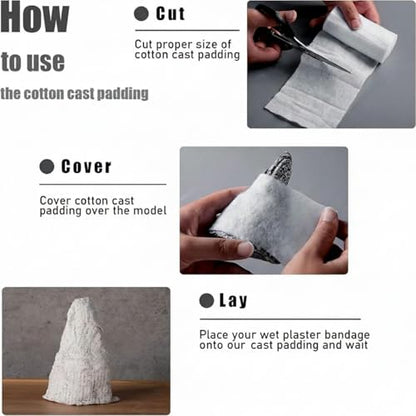 Nuanchu 12 Rolls Medical Cotton Cast Padding Plaster Cloth,4 Inch X 11.8 ft | Individual Wrapped, Undercast Protection Padding, Soft Cloth for Body Casts, Halloween Bandage Art, Mask Craft Supplies - size: 4 Inch X 11.8 ft