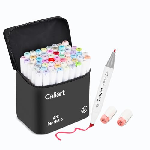 Caliart Pastel Alcohol Markers 61 Colors Fine & Chisel Dual Tip Art Markers - color: Pastel, size: 1 Count (Pack of 61)