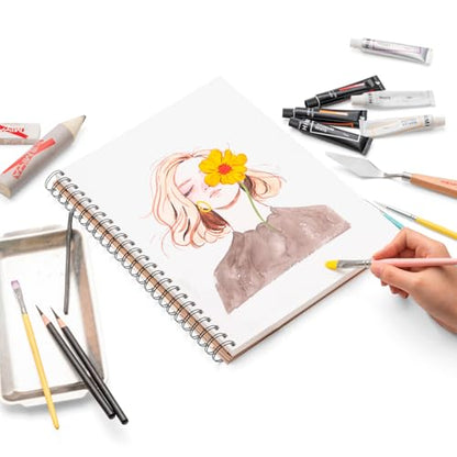 HIMI Mix Media Paper Pad 9X12''(180g/m²) 40 Sheets Mix Paper Pad, Side Wire Bound, Fine Texture, in Gouache Acrylic Art Pad for Sketching, Ink Sketch Book, Art Supplies Drawing Pad Gift (Pink) - color: Pink